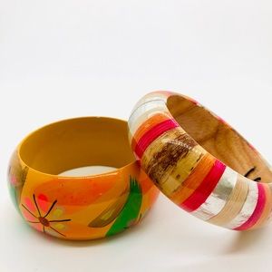 Vintage large colorful bohemian wooden bracelets 🌸 🌺